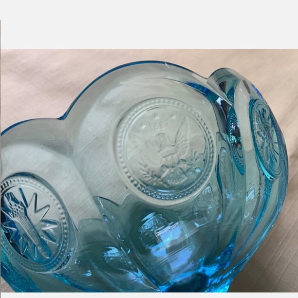 Antique Blue Accent Vase with Scalloped Rim - Picture 2 of 7